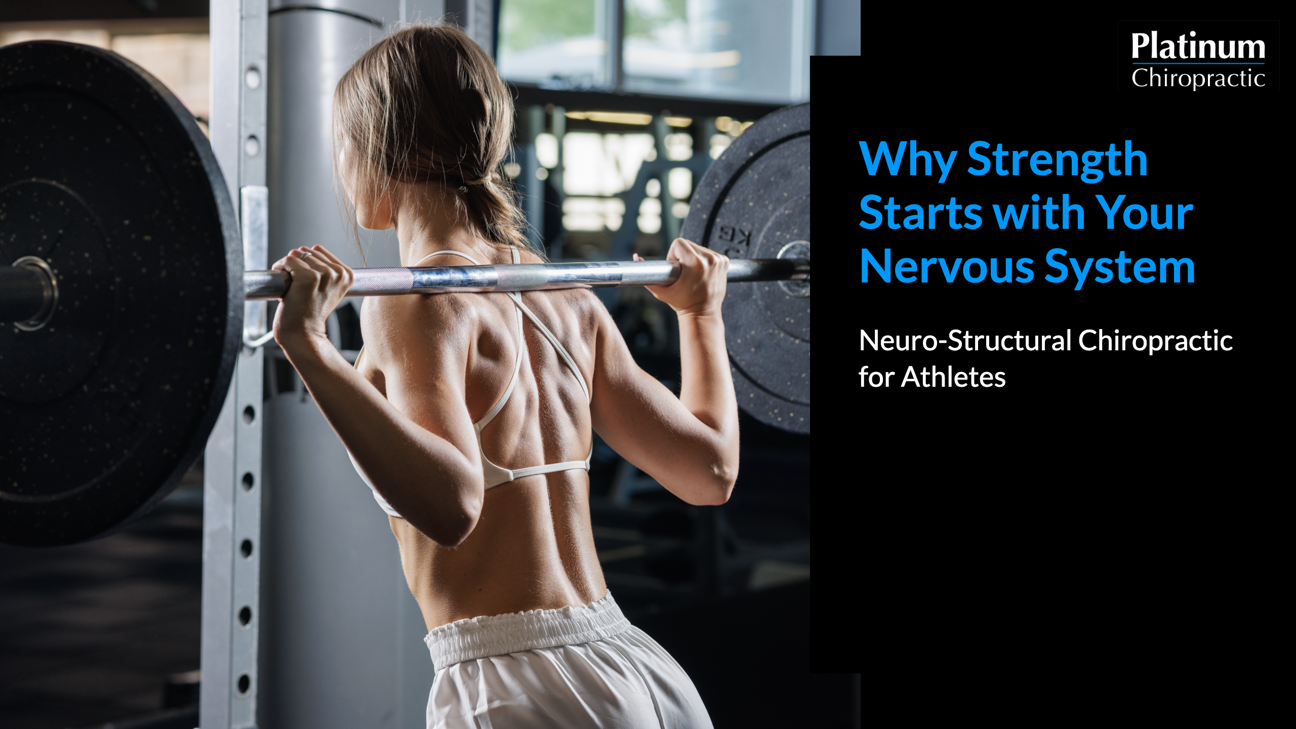 Woman performing a barbell back squat in a gym, sports chiropractor in San Jose