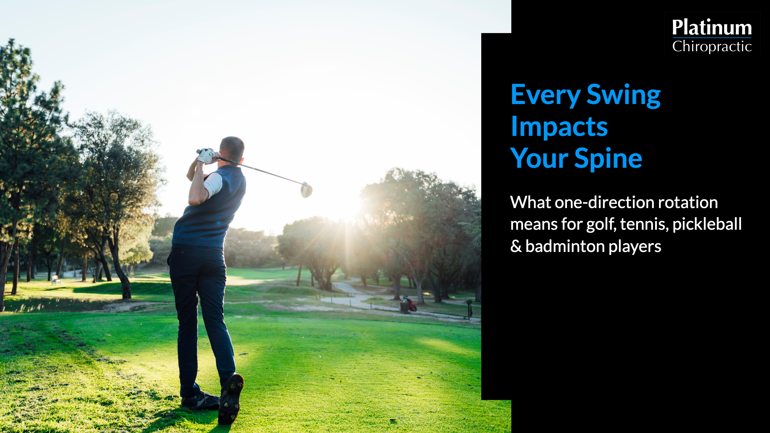 Golfer mid-swing rotating through the trunk, sports chiropractor in San Jose